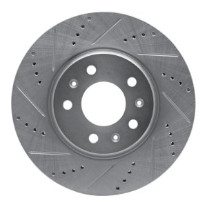 Cadillac CTS Brake Rotor (1) - Front Left - R1 Concepts - Drilled & Slotted - Silver - `03-`08